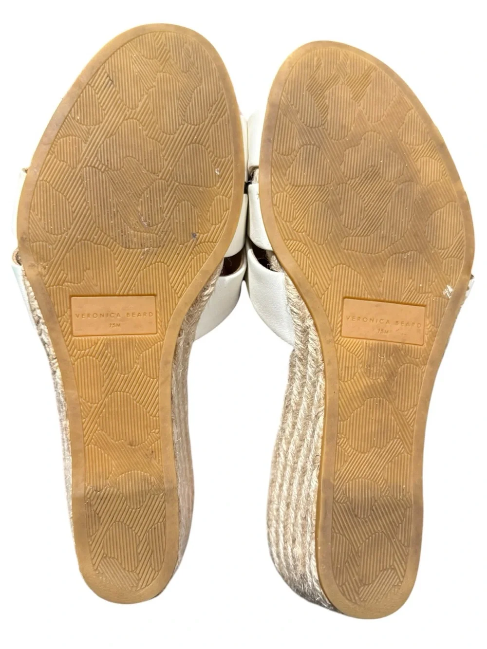 Veronica Beard Wedges Ivy White Leather Espadrille Sandals Size 7.5 M